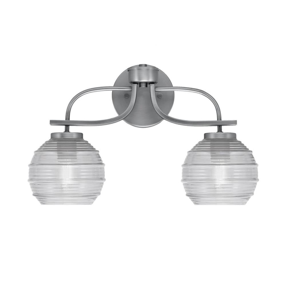 Cavella 2 Light Ribbed Glass Vanity Light 17.5 Inch Length by Toltec - 3912-51