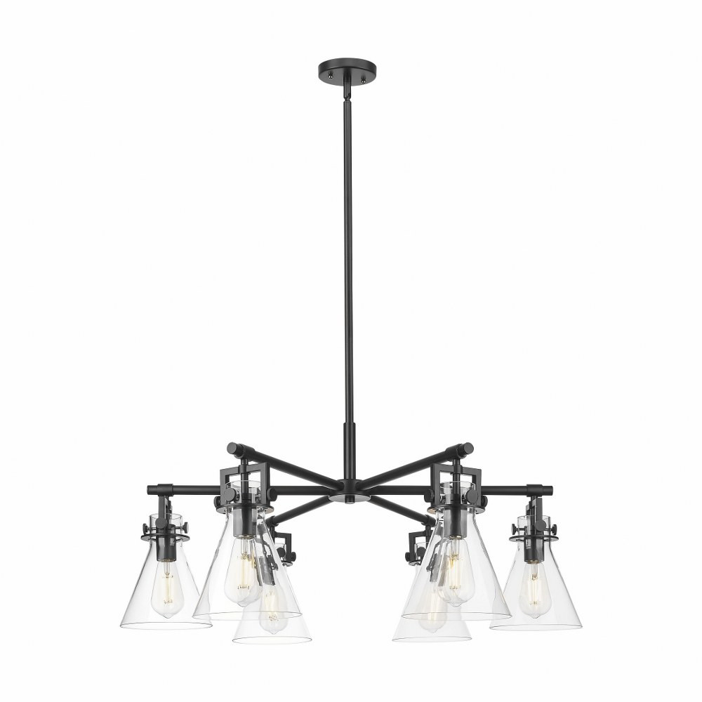 Newton Cone 6 Light Stem Hung Chandelier 26 Inch Wide by Innovations - 411-6CR-G411-7