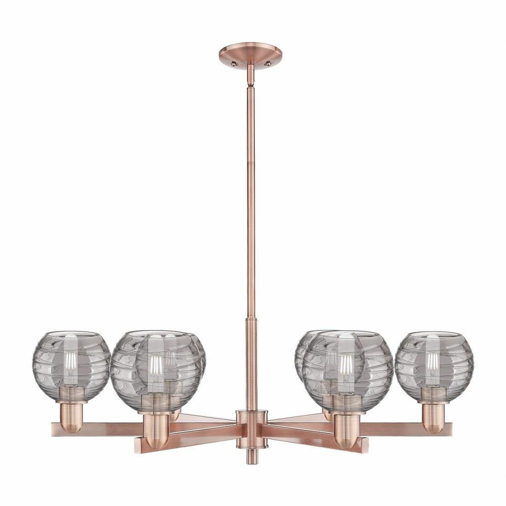 Athens Deco Swirl 6 Light Stem Chandelier 23.88 Inch Wide by Innovations - 716-6CR-G1213-6
