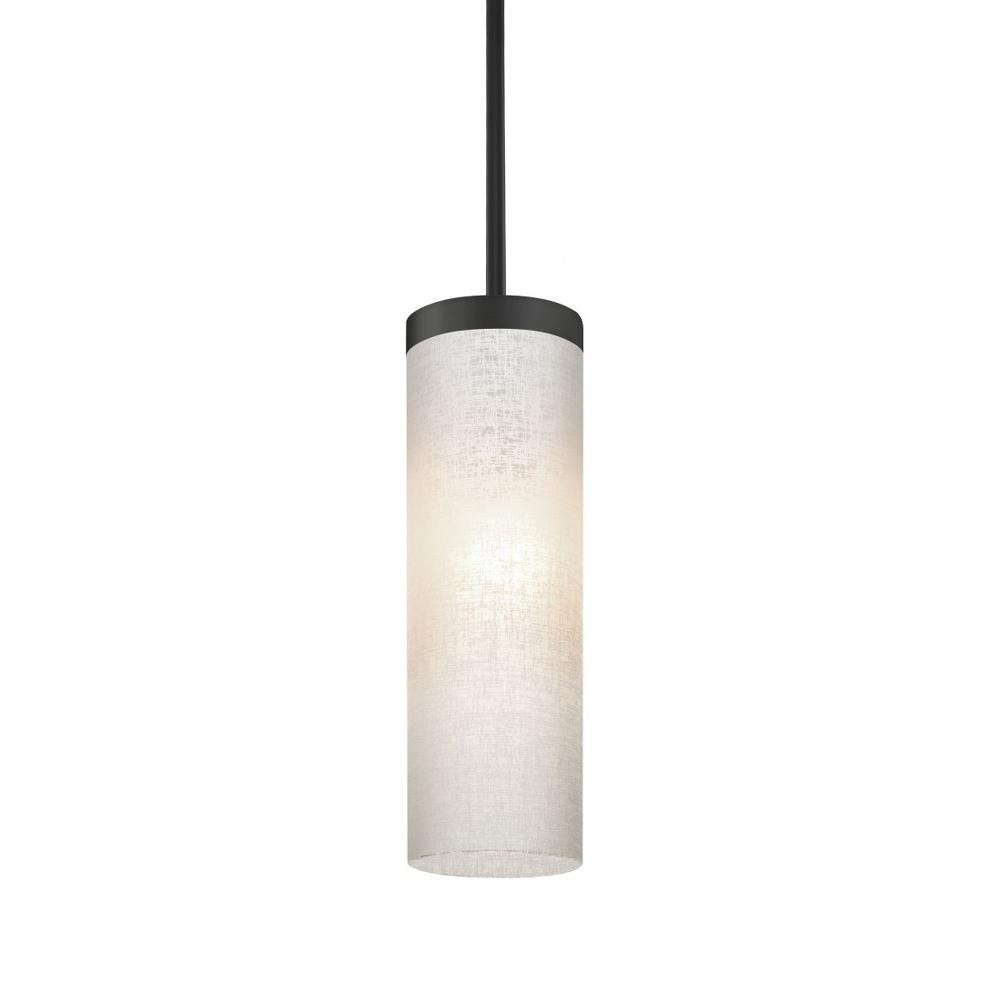 Friz 9W 1 LED Linen Glass Mini Stem Pendant by Besa - 1TT-FRIZLN-LED