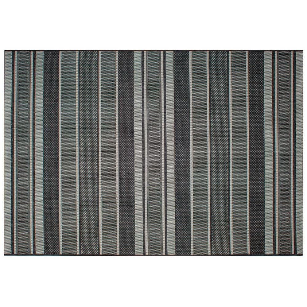 Soho Textured Stripe Black Outdoor Rug 63 x 88 Inches by Treasure Garden - RG-118-690