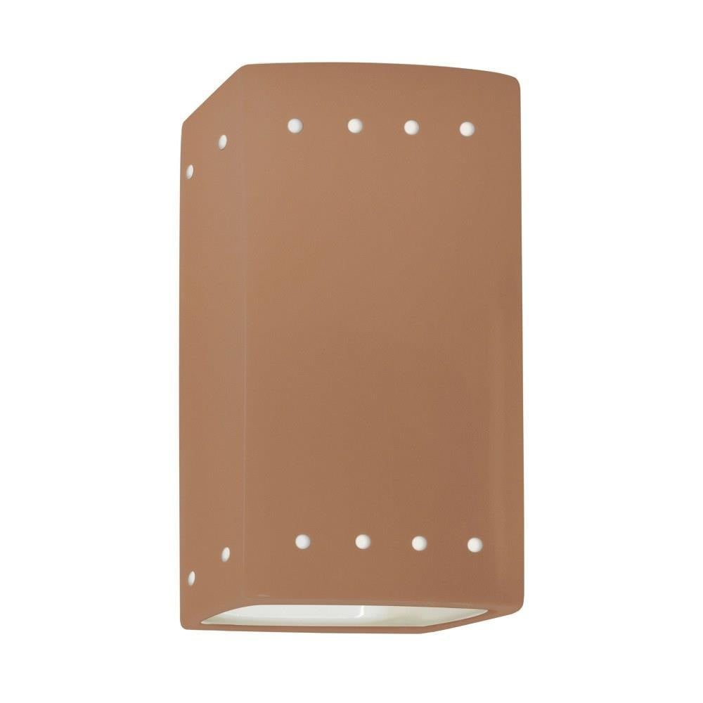 Ambiance Small Rectangular with Perfs Outdoor Wall Mount by Justice Design - CER-0925W