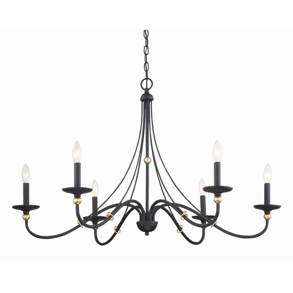 St Albans Row - Chandelier 6 Light Sand Coal/Skyline Gold Steel - 24 inches tall by 40 inches wide - 57-BEL-978067