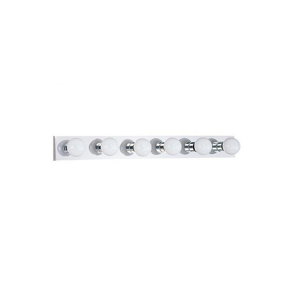 Six Light Vanity Bath Bar Fixture In Brushed Stainless With Made Of Steel-Size W36 H4 1/4 E2 1/4-Bathroom Lighting - 73-BEL-1001772