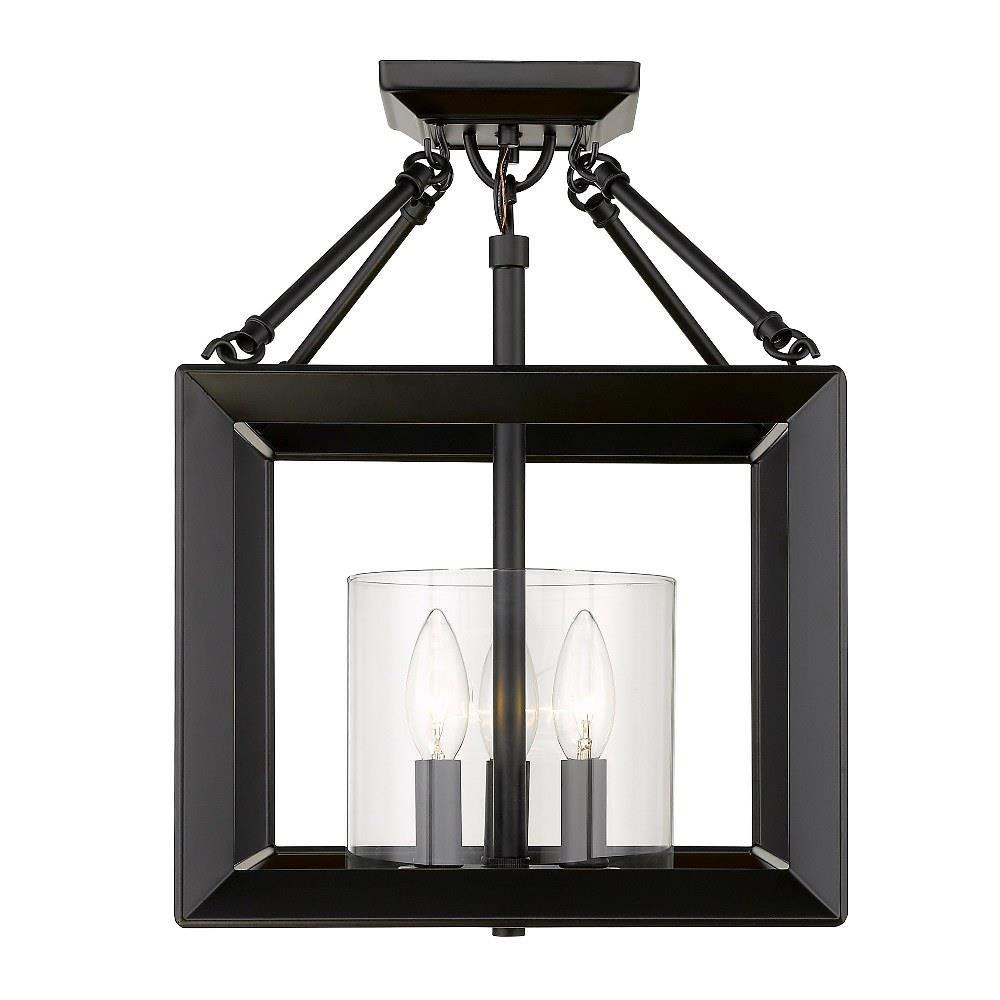 Smyth 3 Light 11.75 Inch Wide Semi Flush Mount by Golden - 2073-SF