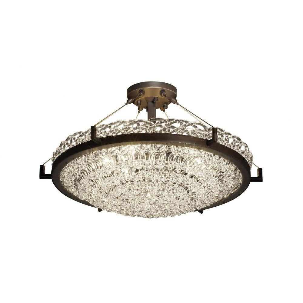 Veneto Luce Ring 6 Light Semi Flush Mount by Justice Design - GLA-9682-35-LACE