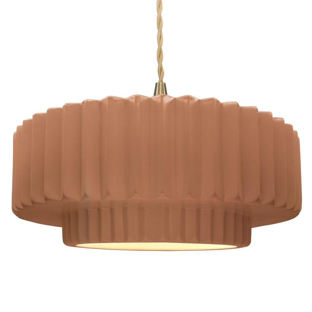 Radiance 1 Light Tier Pleated Pendant 6 X 16.25 Inch Wide by Justice Design - CER-6555