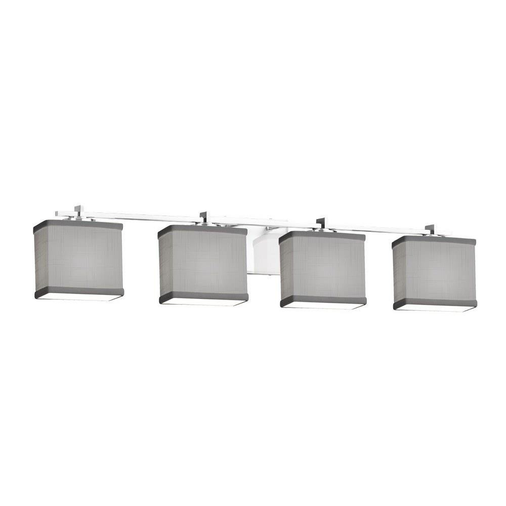 Textile Era 4 Light Rectangle Gray Vanity Light by Justice Design - FAB-8444-55-GRAY