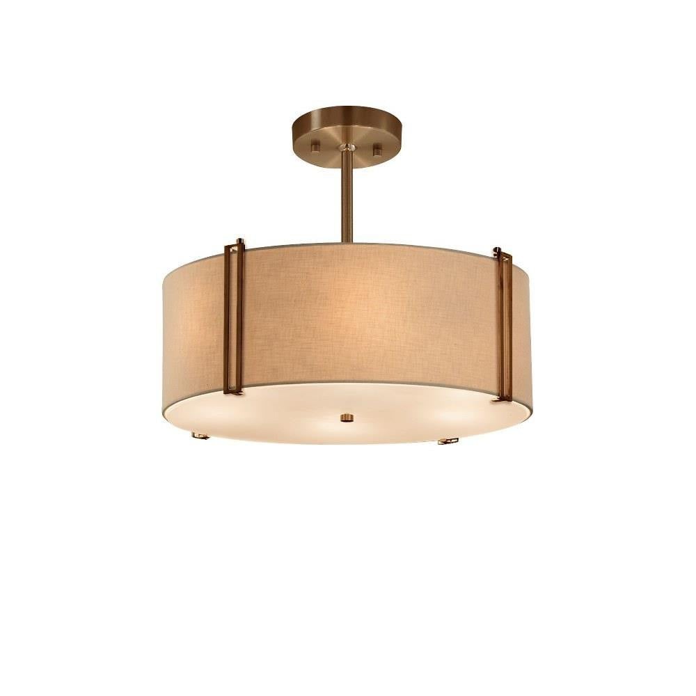 Textile 2 Light Drum Pendant 6.5 Inch Tall X 14 Inch Wide by Justice Design - FAB-9510