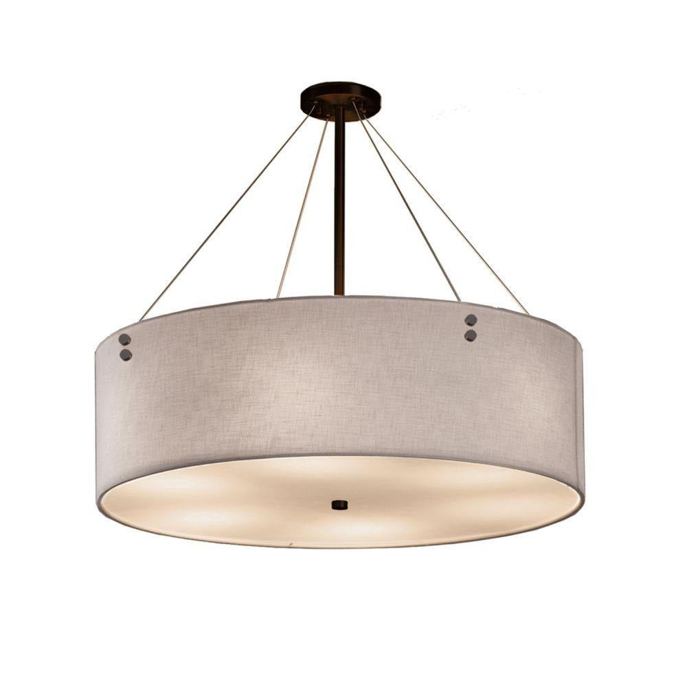Textile Finials 8 Light Whte F1 Oversized Drum Pendant by Justice Design - FAB-9537-WHTE-F1