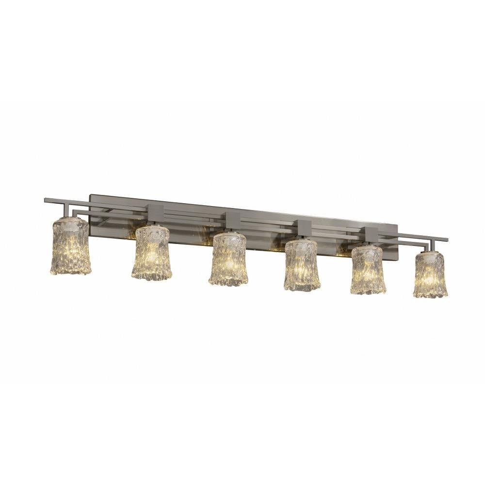 Veneto Luce Aero 6 Light Cylinder Clrt Vanity Light by Justice Design - GLA-8706-16-CLRT