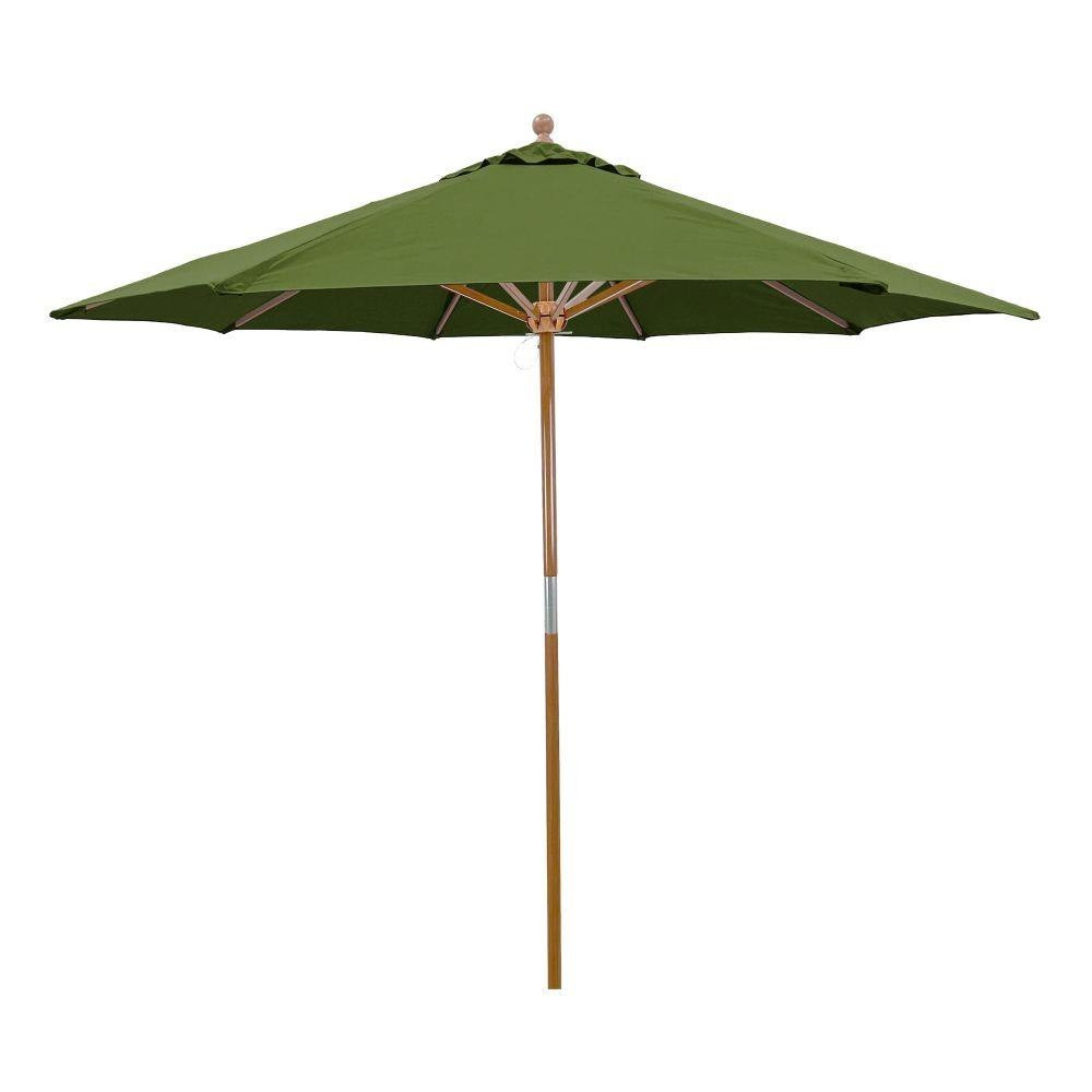 9 Foot Wood Commercial Pulley Lift Octagon Market Umbrella by Galtech - 232