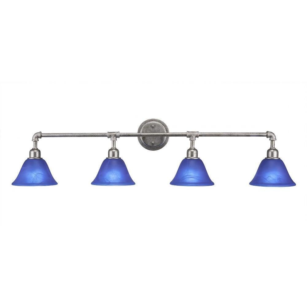 Vintage 4 Light Steel Vanity Light 43.25 Inch Wide by Toltec - 184-4325-1075-