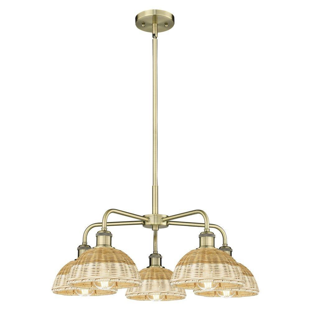 Bristol Natural II 5 Light Stem Hung Chandelier 26 Inch Wide by Innovations - 516-5CR-NBD2-75