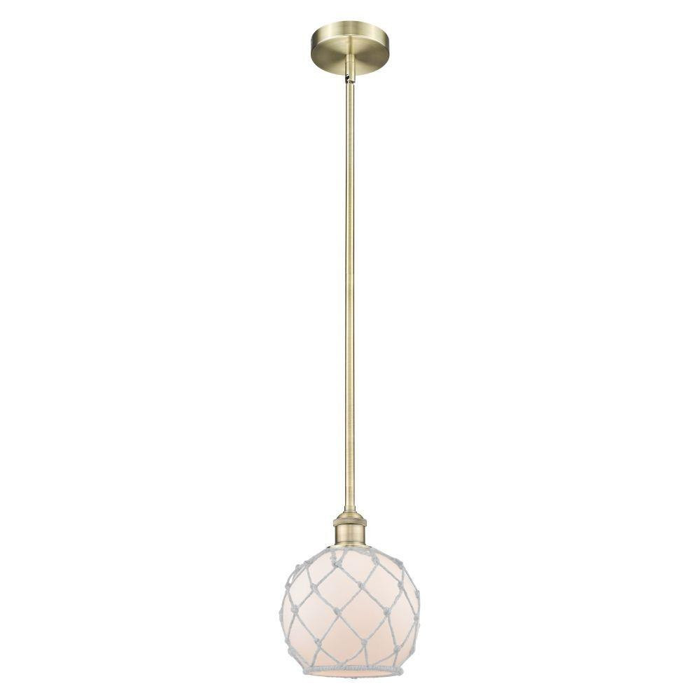 Farmhouse Rope 1Light Edison Stem Hung Mini Pendant 9.5 Inch by Innovations - 616-1S-G12-8R