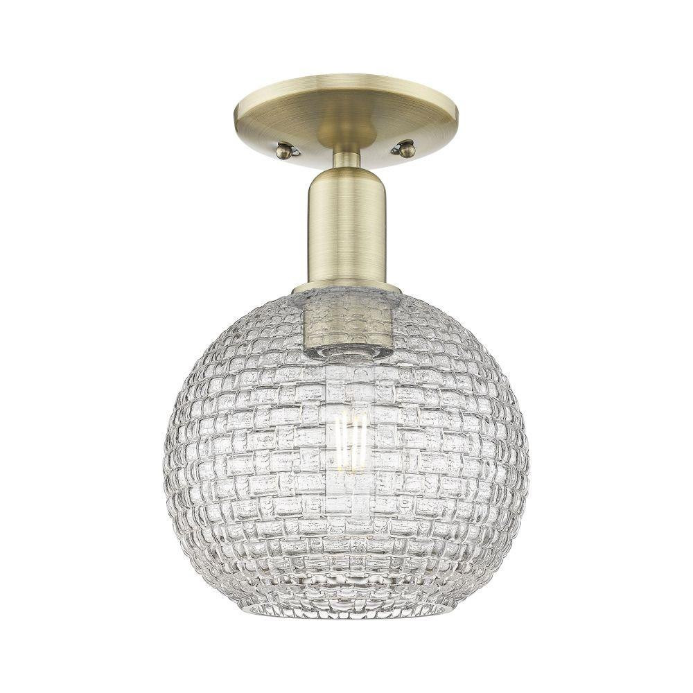 Athens 1 Light Basketweave Semi Flush Mount 11.5 Inch Tall by Innovations - 716-1C-G122C-8