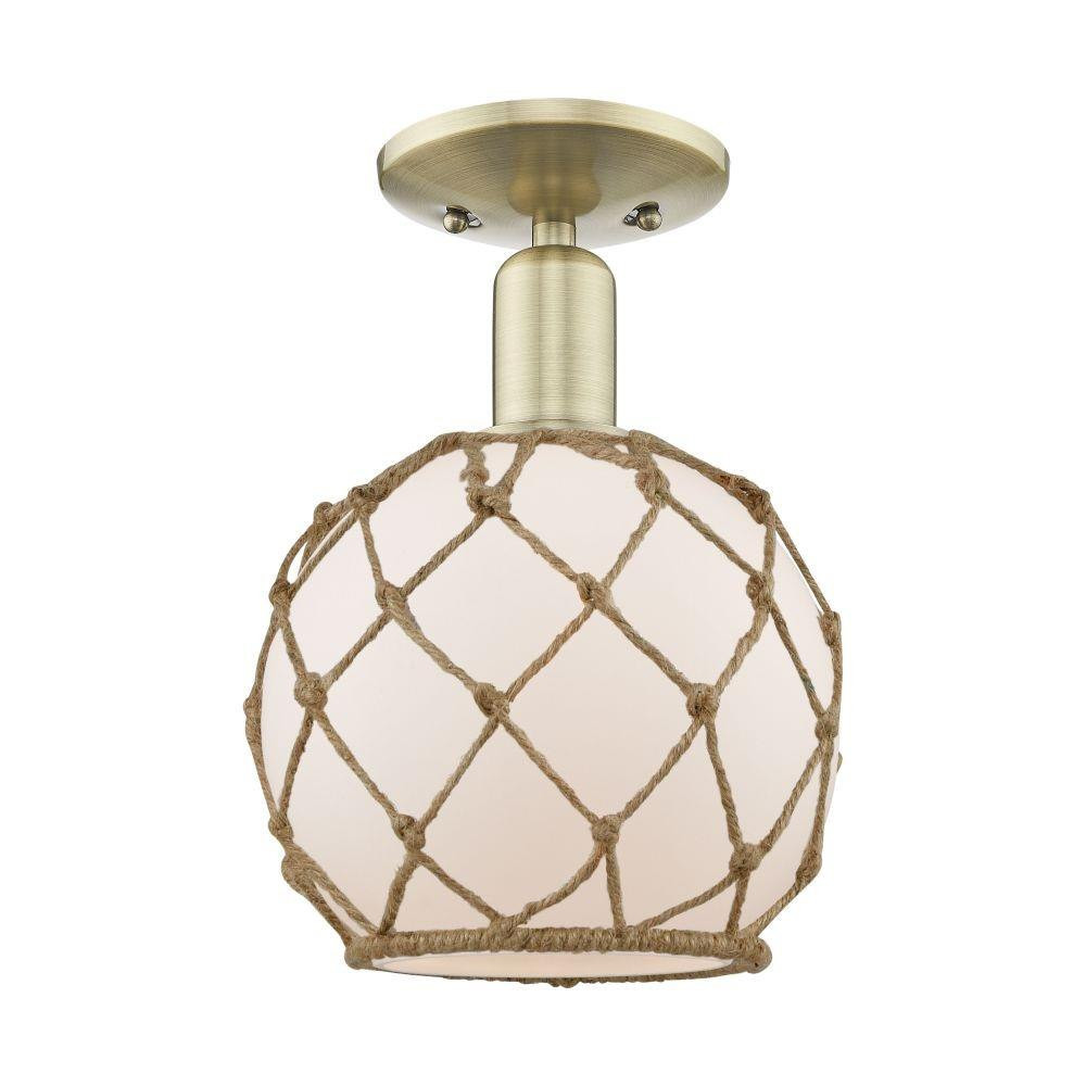 Farmhouse Rope 1 Light Semi Flush Mount 11.5 Inch X 8 Inch by Innovations - 716-1C-G12-8R