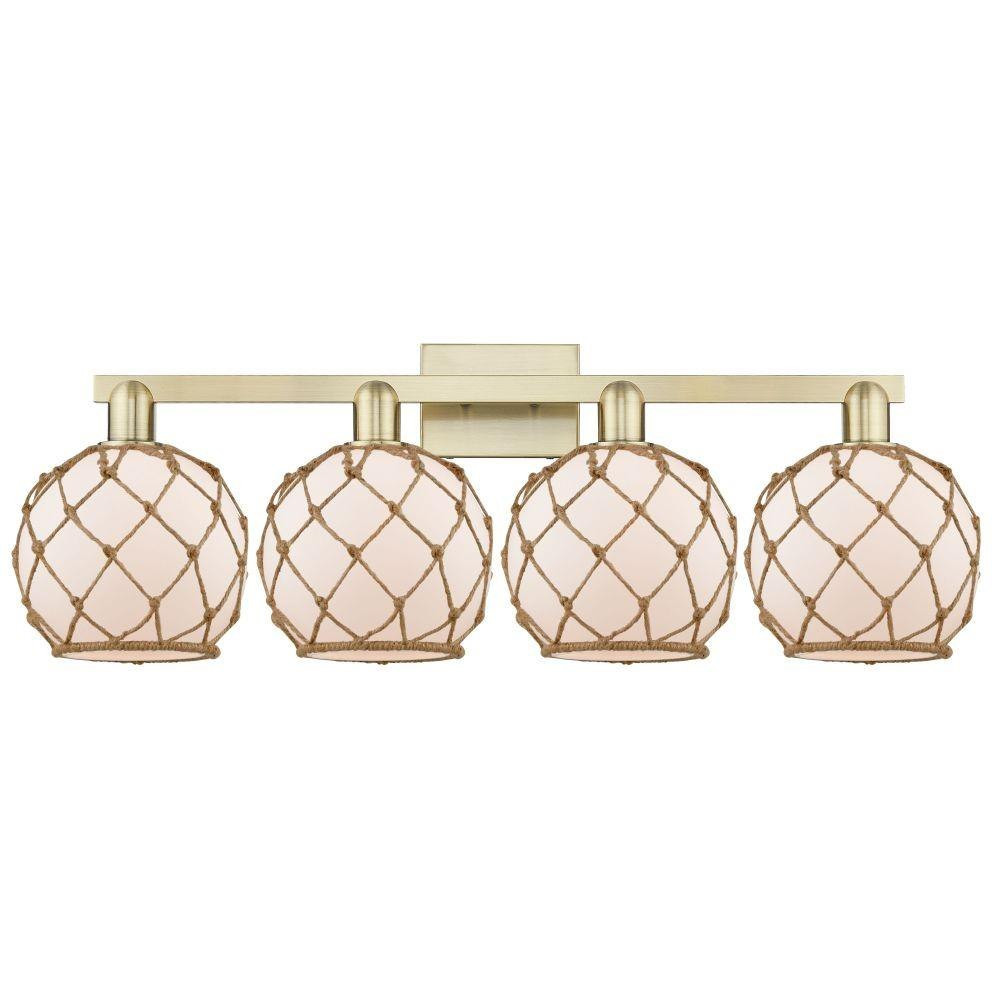 Farmhouse Rope 4 Light Bath Vanity 12 Inch and 35 Inch Wide by Innovations - 716-4W-G12-8R
