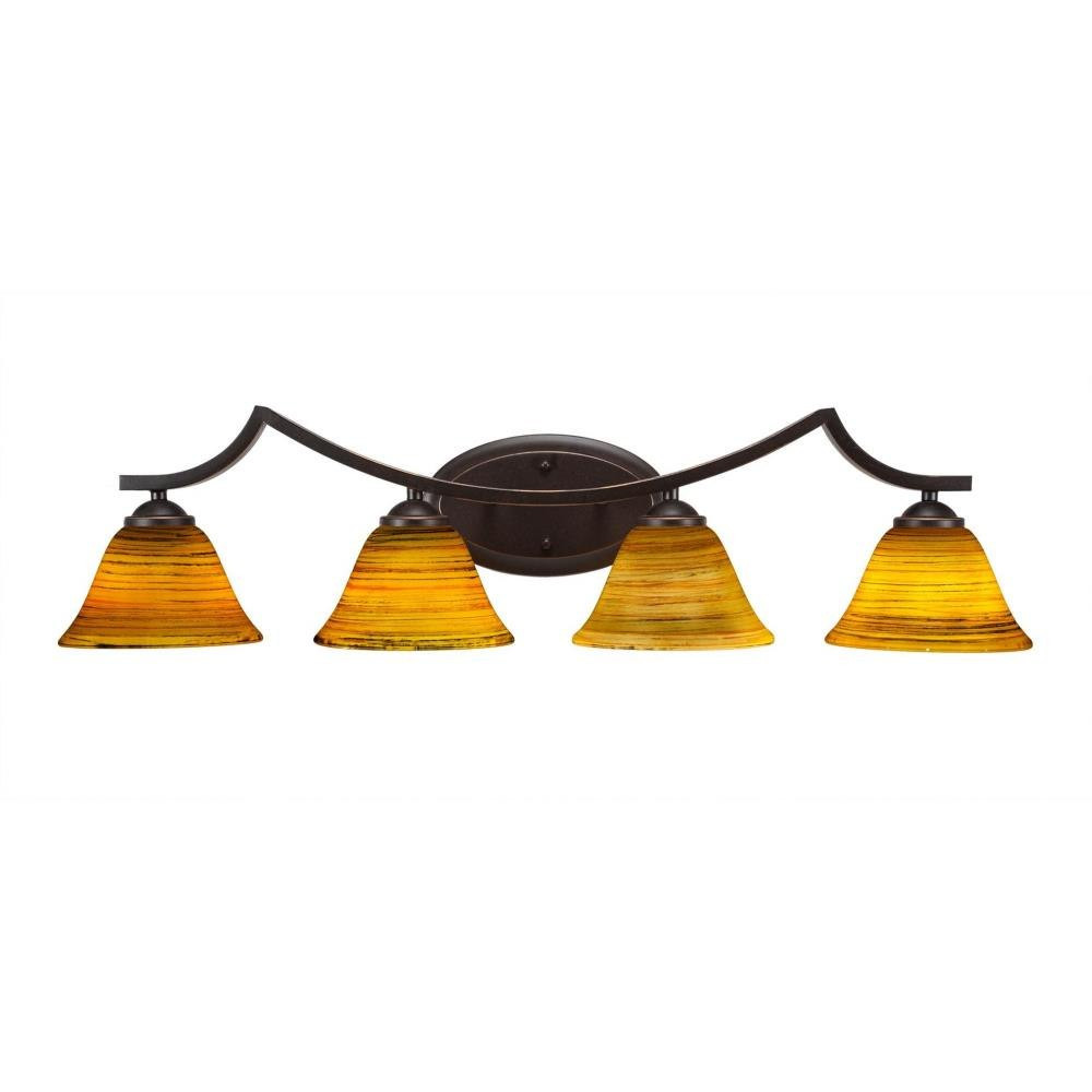 Zilo 4 Light Steel Glass Vanity Light 32.5 Inch Length by Toltec - 554--8-325