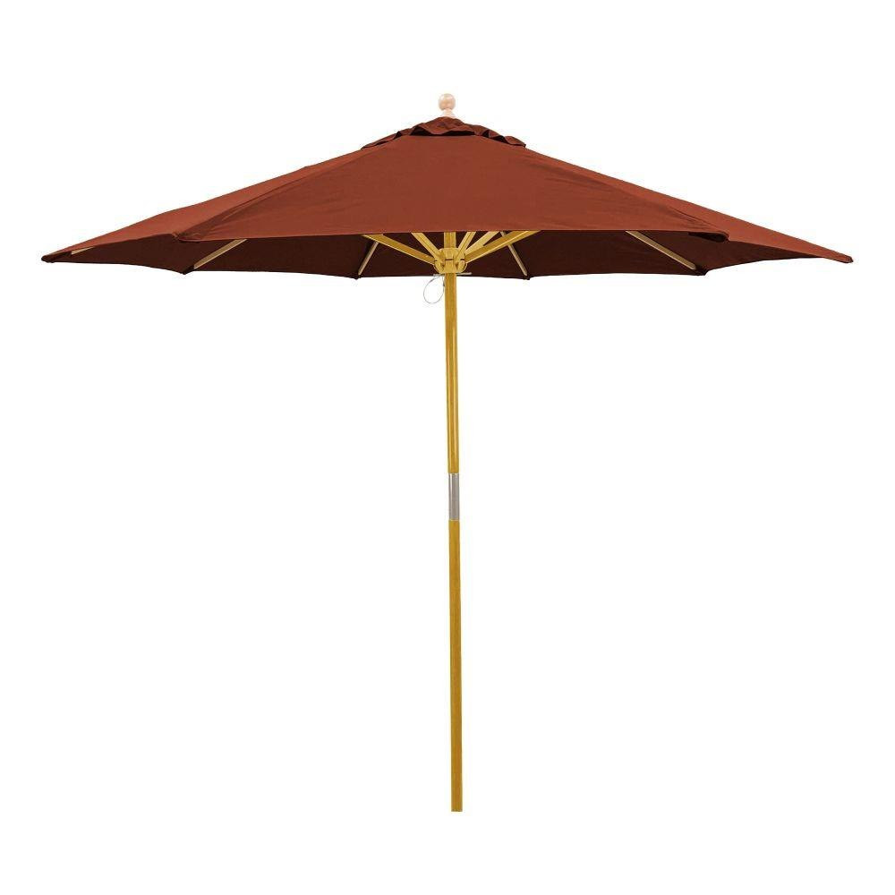 9 Foot Wood Pulley Lift Octagon Market Umbrella by Galtech - 132