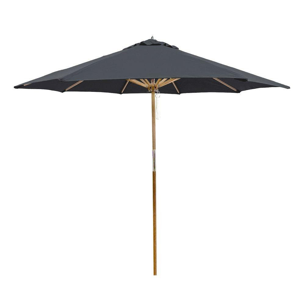9 Foot Teak Wood Pulley Lift Octagon Market Umbrella by Galtech - 532