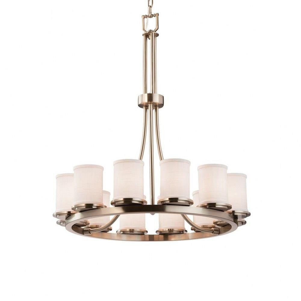 Textile Dakota 12 Light Large Chandelier by Justice Design FAB-8763-10-WHTE