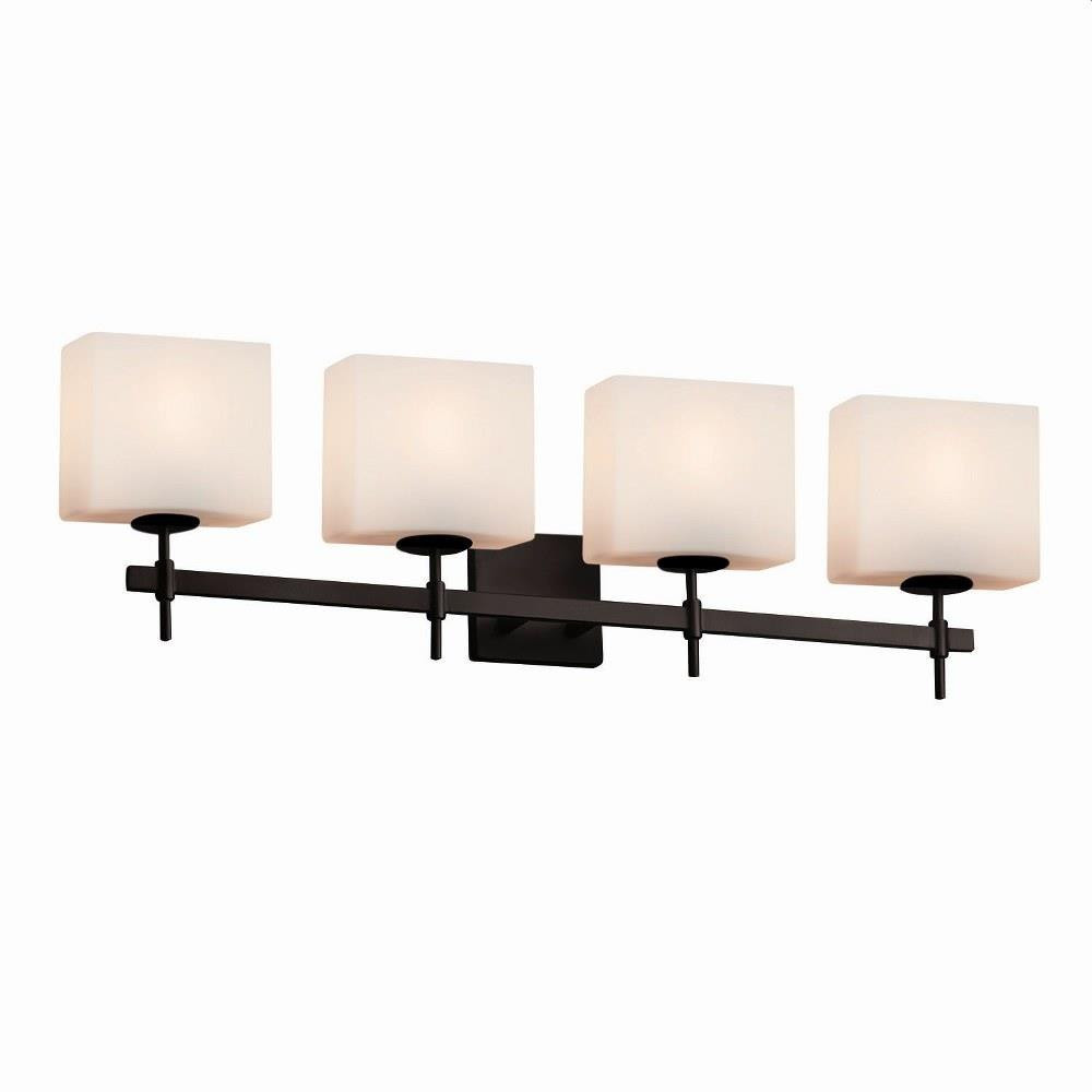 Fusion Union 4 Light Rectangle Opal Glass Vanity Light by Justice Design - FSN-8414-55-OPAL
