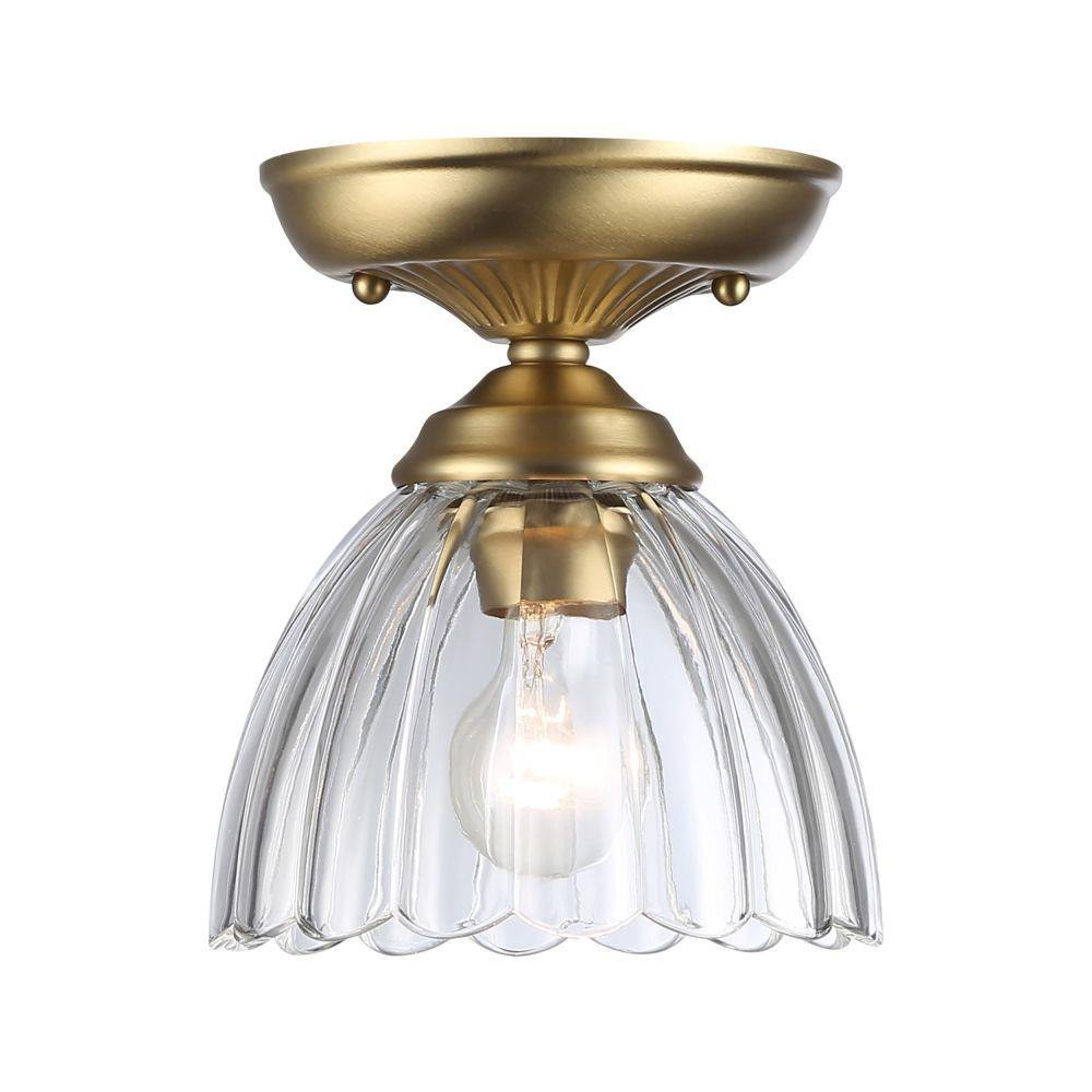 Audra 1 Light Semi Flush Mount 8 Inch Tall and 6.88 Inch Wide by Golden - 6952-SF7
