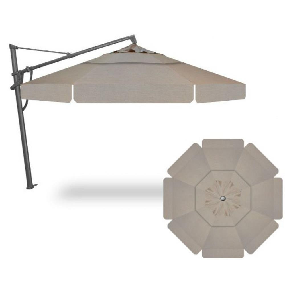 13 Foot Aluminum Manual Lift Octagon Cantilever Umbrella by Treasure Garden - AKZP13