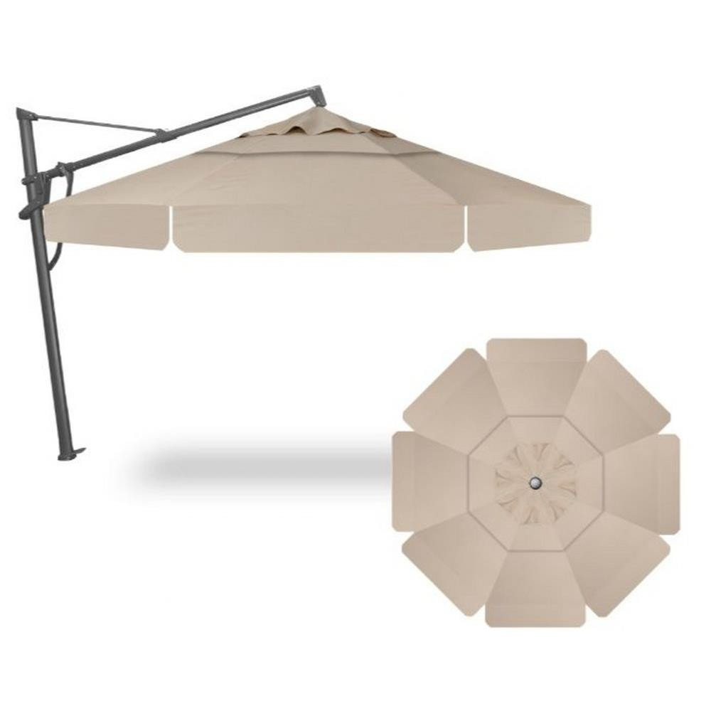 13 Foot Aluminum Manual Lift Octagon Cantilever Umbrella by Treasure Garden - AKZP13