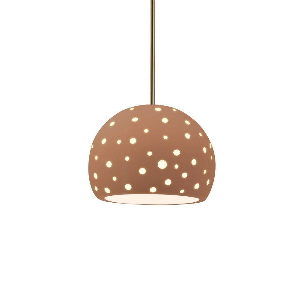 Perforated Globe 1 Light Stem Pendant 6 X 7 Inch Wide by Justice Design - CER-6580-RIGID