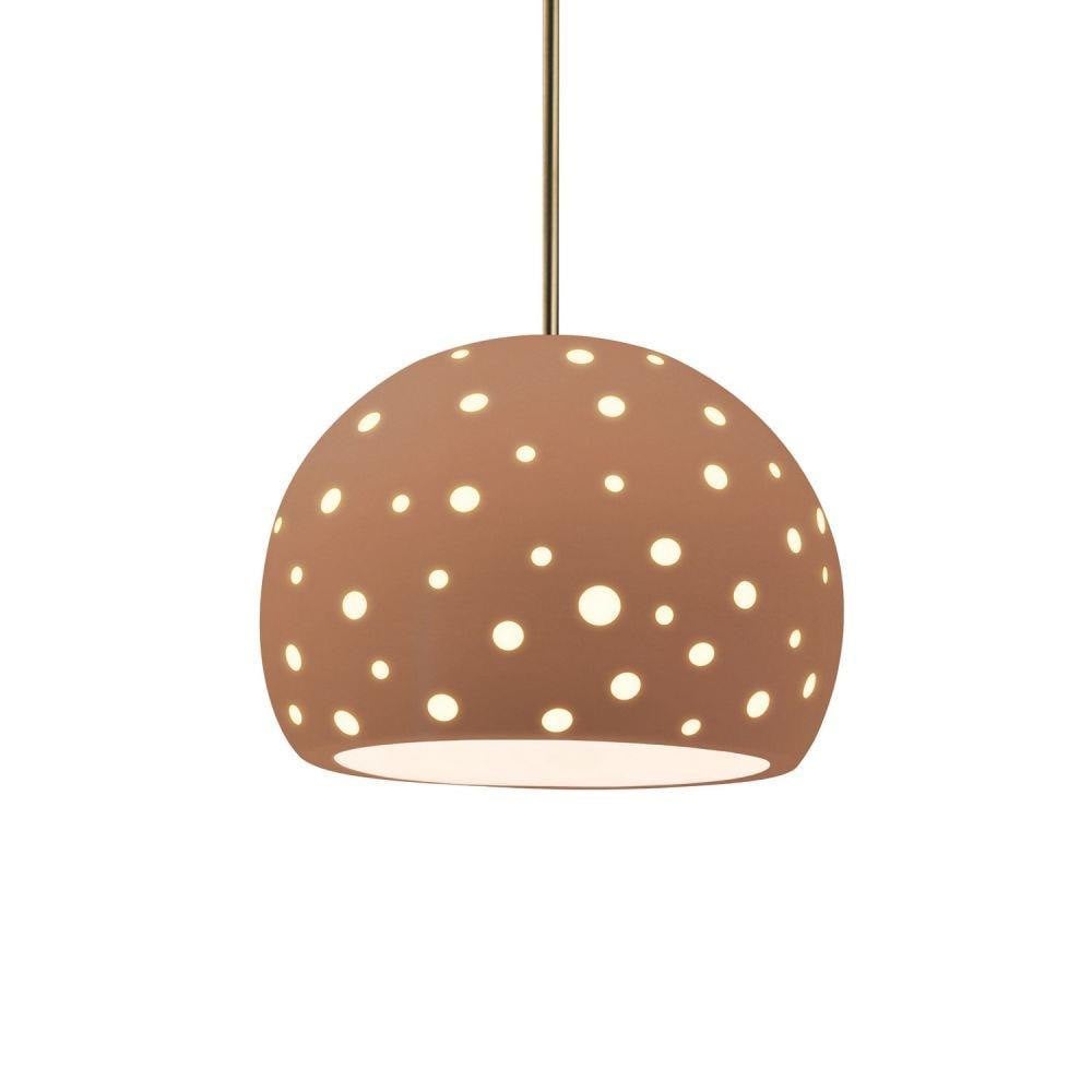 Perforated Globe 1 Light Stem Pendant 12.25 Inch Wide by Justice Design - CER-6585-RIGID