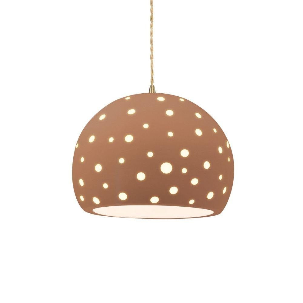 Perforated Globe 1 Light Pendant 9.25 X 12.25 Inch Wide by Justice Design - CER-6585-TWST