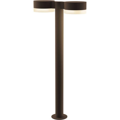 Sazei Court 2 LED Plate Cap and White Cylinder Double Bollard 28 Inch - 181-BEL-1395879