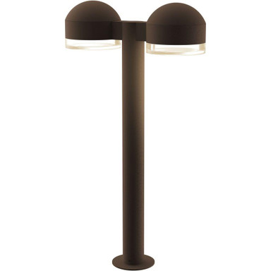 Sazei Court 2 LED Dome Cap and Clear Cylinder Double Bollard 23.75 - 181-BEL-1395866