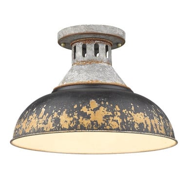 Kinsley 1 Light 14 Inch Wide Semi Flush Mount by Golden - 0865-SF