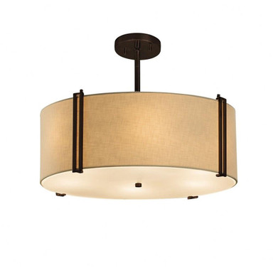 Textile Reveal 3 Light Crem Large Pendant by Justice Design - FAB-9511-CREM