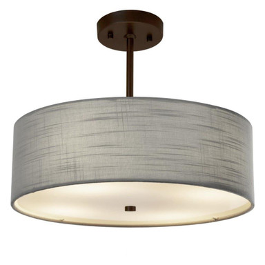 Textile Classic 3 Light Gray Large Pendant by Justice Design - FAB-9591-GRAY