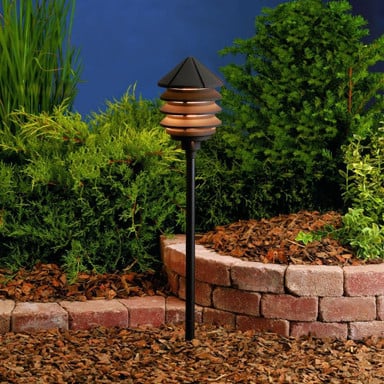 Six Groove Line Voltage 1 light Path Lamp 9.5 x 6 inches by Kichler  - 15205