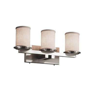 Textile Dakota 3 Light Vanity Light by Justice Design - FAB-8773-10-WHTE