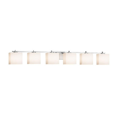 Fusion Era 6 Light Rectangular Opal Glass Vanity Light by Justice Design - FSN-8446-55-OPAL