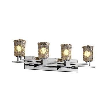 Veneto Luce Aero 4 Light Cylinder Clrt Vanity Light by Justice Design - GLA-8704-16-CLRT
