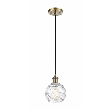 Athens Deco Swirl 1 Light Mini Pendant 8 Inch Tall by Innovations - 516-1P-G1213-6