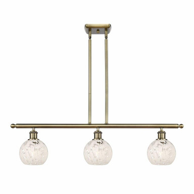 White Mouchette 3 Brass Stem Hung Oversized Island Pendant by Innovations - 516-3I-G1216-6