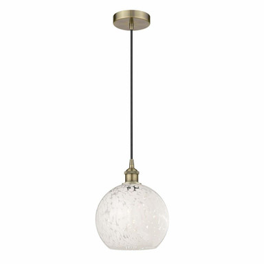 White Mouchette 1 Light Steel Cord Hung Small Pendant by Innovations - 616-1P-G1216-10