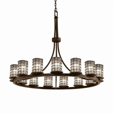 Wire Glass Dakota 15 Light Oversized Chandelier by Justice Design - WGL-8715-10-GRCB
