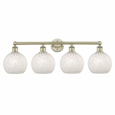 White Mouchette 4 Light Vanity Light 35 Inch Wide by Innovations - 616-4W-G1216-8