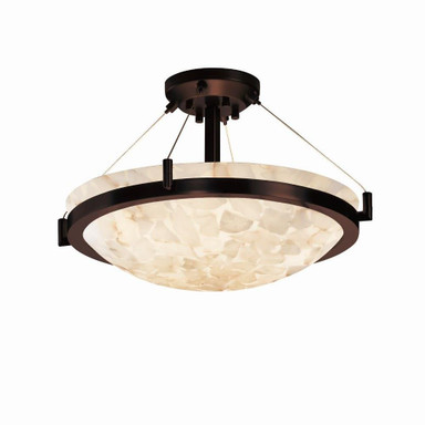 Alabaster Rocks Ring 3 Light 21Inch Wide Semi Flush Mount by Justice Design - ALR-9681-35