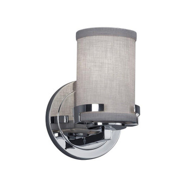 Textile Atlas 1 Light Cylinder Gray Wall Sconce by Justice Design - FAB-8451-10-GRAY