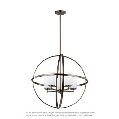 Five Light Interlocking-Spherical Chandelier In Satin Bronze With Etched/White Inside Glass Made Of Steel-27X27.25 Inches - 73-BEL-2893427